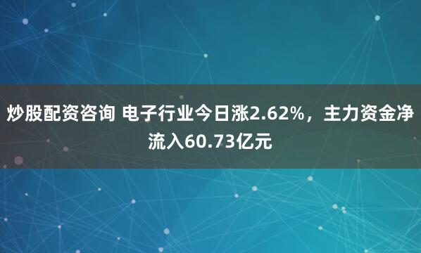 炒股配资咨询 电子行业今日涨2.62%，主力资金净流入60.73亿元